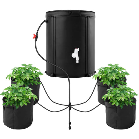 Auto Drip Irrigation System Kit With 13 Gallon Foldable Bucket And 25W Water Pump for plant care in grow tents and greenhouses