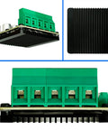 Beefed Up Brushless Servo Motor Controller Driver Board V4.2 with green connectors and black heatsink