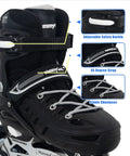 Adjustable Inline Skates For Adults And Kids Dope High Performance Roller Blades With safety features black