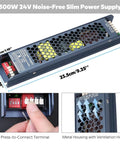 Beefy 24V 300W LED Power Supply Driver Dimmable Switching AC 110 To 220V To DC 24V with IP20 rating and fanless aluminum case