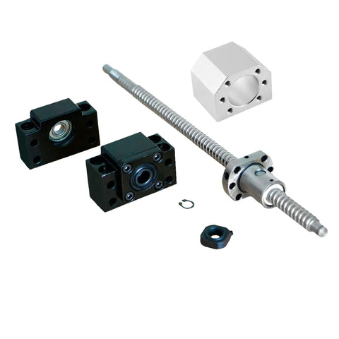 SFU1605 1200mm Ball Screw Assembly With RM1605 End Machined BK/BF12 And DSG16H Nut Housing A Solid Workhorse For CNC Machines And 3D Printers Heavy Duty Precision Low Friction Quiet Long-Lasting Performance, ball screw kit parts on white