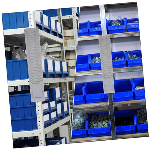 Level Up Your Organization Game With This Rock Solid Wall Mount Card Rack And Attendance Holder And Durable Plastic Storage Bin For Garages Shops And Classrooms That Keeps Everything Neat And Ready To Go, grey card rack with blue bins.