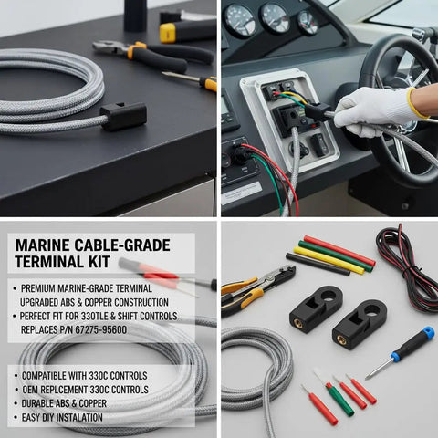 Throttle And Shift Control Box Cable End Connector ABS Copper Replacement 67275 95600 2 Pack Plug And Play for Boats