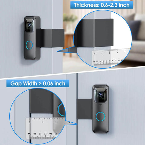 All Metal Anti Theft Doorbell Mount For Blink Video Doorbell 1st Gen Not For 2nd Gen No Drill Installation And Not Block Motion Sensor Bracket Gray Durable Stainless Steel Outer Cover With Anti Theft Screws on door with measurement details