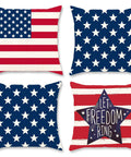 Patriotic 18x18 Inch Throw Pillow Covers Set Of 4 For Fourth Of July Independence Day American Flag Stars And Stripes Cushion Covers For Sofa Couch Bed Outdoor Home Decor
