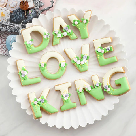 Alphabet Letter Cookie Cutter Set 26 Pcs Large 3 Inch Stainless Steel Bakeware For Fondant Biscuits on decorative plate