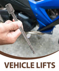 Heavy Duty Stainless Steel Trailer Jack Drill Adapter With T Slot Design for securing sockets shown in hand during vehicle lift.
