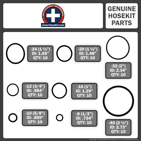 Diagram of All In One Heavy Duty SAE Hydraulic O Ring Flange Kit With 80 Buna 90 O Rings For Code 61 And Code 62.
