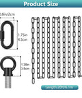 Industrial Black 20 Foot Adjustable Light Fixture Chain With Connection Locks For Hanging Ceilings, 20ft length, detailed dimensions