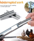 Close-up of Type M Nail Ring Pliers With 3600 Clips Hog Ring Pliers for fencing and upholstery DIY projects, holding metal clips.