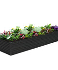 Deep 24 Inch Galvanized Raised Garden Bed Kit For Outdoor Planting Large Planter Box For Flowers Vegetables And Herbs Deep Root Design Baseless Ground Level Raised Bed Garden Black, with plants.