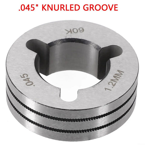 Knurled V Groove Drive Roll For MIG Welder Wire Feeder 0.045 set against white background