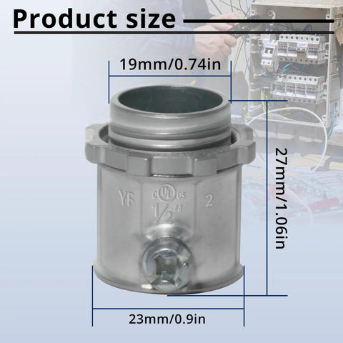 Eight Pack One Half Inch EMT Set Screw Connector Zinc Die Cast Conduit Fitting For Metal Enclosures And Junction Boxes Heavy Duty Electrical Accessory For Secure Fast Conduit Runs And Reliable Wiring Connections, 1/2 in connector