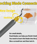 YESCOO deburring tool with 360-degree rotating blade and gray anti-slip handle; includes 10 extra HSS blades