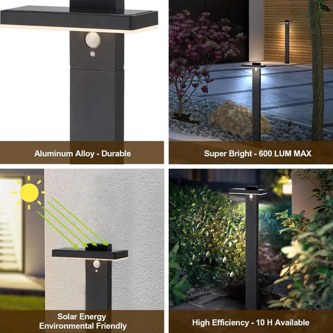 Solar Landscape Path Lights Outdoor Motion Sensor Garden LED Light Aluminum Waterproof 10 Hour Endurance Pathway Lights.