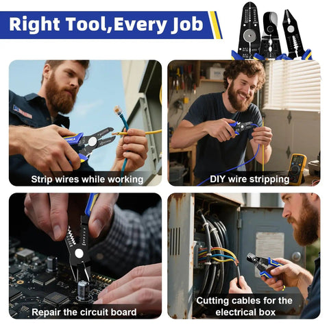 DIY Wire Stripper Tools Set 10 To 20 AWG Three Piece Set Manual Strippers demonstrating wire stripping and cutting in use