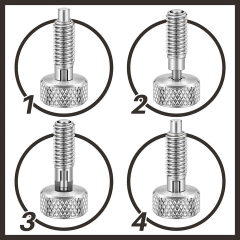 Retractable Spring Plunger With Knurled Handle M6 Quick Release Pins, 0.500 Inch Thread Length, Silver, 2 Pack in multiple views.