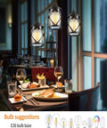Dining room with Black Pendant Lights For Kitchen Island With Glass Shades, showcasing cool farmhouse style chandeliers.