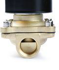 Close-up view of Half Inch Brass Electric Solenoid Valve 24 VAC Normally Closed For Air Water Non Potable NBR Seal Corrosion Resistant Weldable Designed