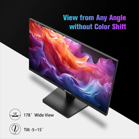 24 Inch 100Hz FHD Computer Monitor With FreeSync HDR HDMI 1.4 And Ergonomic Tilt showing colorful display and tilt feature.