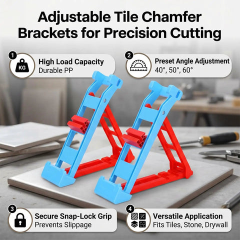 Heavy Duty Two Piece Tile Chamfer Bracket Set Adjusts To Sixty Fifty Forty Degree Angles With Rock Solid Snap Lock Grip High Grade Pp Build for lifting plywood panels and tile installation.