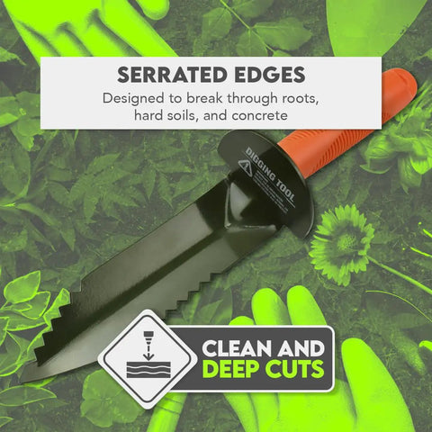 Prospector's Serrated Edge Digger Compact Shovel Trowel For Gardening And Metal Or Gold Prospecting And Detecting on green background