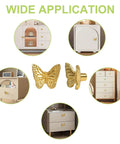 Wide application of Six Piece Zinc Alloy Drawer Knobs Antique Butterfly Pull Handles With Screws For Drawers And Cupboards Gold Finish