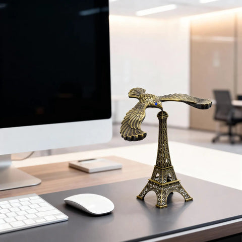 Hella Impressive Balancing Eagle Sculpture Desk Flex For Home Office Tabletop Shelf Decor Solid Wooden Base Centerpiece Adding Serious Visual Vibes To Any Living Area Or Workspace Today