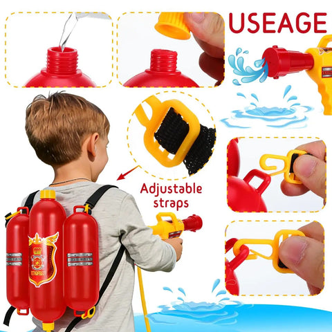Dope Firefighter Backpack Water Gun For Kids Massive Capacity Summer Backyard Water Fight Toy Straight Fire Ultra Pro Outdoor Refillable Play Gear For Family