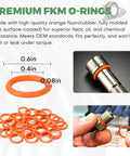 Orange FKM O-Rings from All In One Motorcycle Oil Change Kit For Big Twin And Touring Bikes Heavy Duty Oil Filter Cap Wrench Crankcase Fill Tool Primary Case Oil Funnel Drip Free Filter Tool Includes 30 O Rings 11105