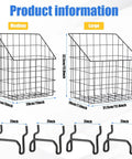 Two Pegboard Baskets Set With Hooks Large 12.4x7.5x12.8 Inches And Medium 11x5x12.6 Inches Includes Four 2 Inch Hooks For Garage Or Workshop Organization Black