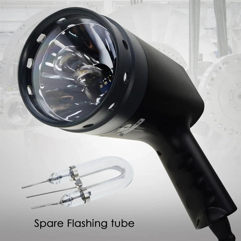 Digital Handheld Stroboscope With Wide Range From 50 To 12,000 FPM featuring bright xenon lamp and spare flashing tube
