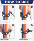 Instructions for using 52 Pcs Cable Clamps Assortment Kit In Six Sizes From One Quarter Inch To Three Quarter Inch Stainless Steel With Rubber Coated Cushions Durable Insulated Pipe And Wire Holders For Automotive Fuel Lines Hoses And Tubes with visual steps of installation on pipes.