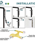 Installation guide for Solid Five Pack Of Heavy Duty Hinge Pin Door Stoppers In Premium Satin Brass Matte Gold Finish.