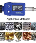 7 in 1 Hardness Tester Kit for Metals with Rockwell Scales HL HV HB HRC HRB HRA HS, Pro Grade Carbide Impact Probe, 9 Set Data Storage, Durable Durometer Meter for Manufacturing and Metal Processing, Model LS252C on white background, applied to steel and iron