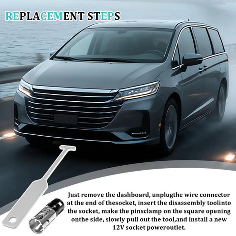 Car Cigarette Lighter Socket Replacement Kit With Removal Tool Vehicle Power Outlet Adapter for auto use
