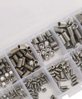 300 Pcs Stainless Steel Set Screws Kit With Hex Socket Headless Fasteners For Home Repair And DIY Projects Durable Corrosion Resistant Handy Storage Box Included, assorted sizes