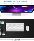 XXL 31.5x15.7 Inch Gaming Mouse Pad With Water Resistant Surface And Non Slip Rubber Base Extra Large Extended Keyboard Desk Mat Black