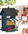 Heavy Duty Squirrel Proof Bird Feeder With Weight Activated Perch 5 Pound Capacity Easy Fill And Clean Outdoor Feeder For Cardinals Bluebirds Finches Chickadees And All Birds with cardinals and Christmas decorations.