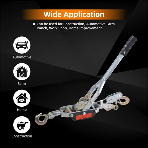 5 Ton Dual Gear Power Puller with 3 Hooks Heavy Duty Steel Cable Come Along Winch for automotive and industrial lifting