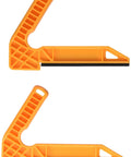 Dual Grip L Shaped Push Sticks To Keep Your Digits Safe During Hard Woodworking Jobs Smooth Guide Tool For Table Saw Router And Band Saw Cutting Keeps Hands Protected While You Kick Up Sawdust In The Shop, shown in orange with rubberized grips.