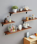 Heavy Duty Shelf Brackets 12 x 8 Inch Black Metal L with wood shelves holding kitchen items