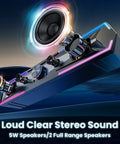 Desktop Computer Speakers With Clear Stereo Sound And Flowing LED Lights, Bluetooth And USB Input, 2x5W Power, Black showcasing LED effect