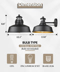Dimensions and bulb type for Motion Sensor Barn Light Outdoor Dusk To Dawn Wall Sconce With Auto On Off
