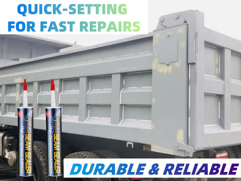 All Surface Auto Seam Sealer Heavy Duty Waterproof Adhesive For Trucks Boats RVs And Auto Body Repair Quick Paintable Sealant For Metal And Plastic No Sanding Required Paint Ready In About 30 Minutes White applied to truck bed