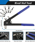 Beast Rivet Nut Tool Kit With 455Pcs Rivet Nuts And 6 SAE And Metric Mandrels, carbon steel tool with blue handles