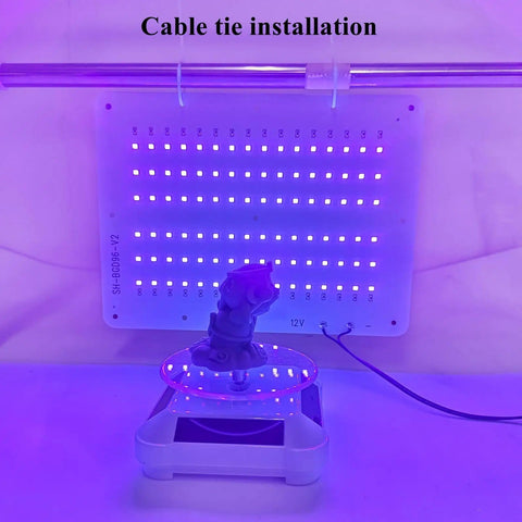 48W UV Resin Curing Light with 360 Degree Rotating Stand and Solar Turntable in use, LED array activated