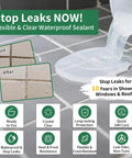 Clear Water Based Waterproof Sealant 16 Oz Ultra Strong Leak Repair Coating shown in use sealing bathroom tiles.