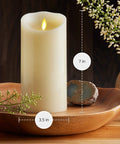 Cozy Flameless LED Candle With Moving Flame Pillar, Remote Ready And Timer, Battery Operated, Vanilla Honey Scent, Ivory Pillar