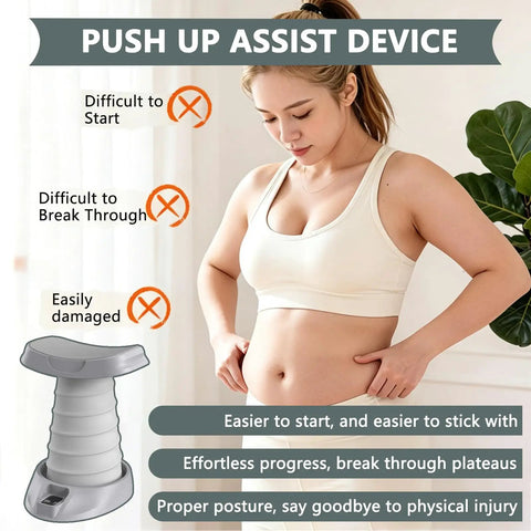 Push Up Assist Trainer For Beginners No Sweat With Waist And Core Support, Spring Loaded Push Up Helper in use